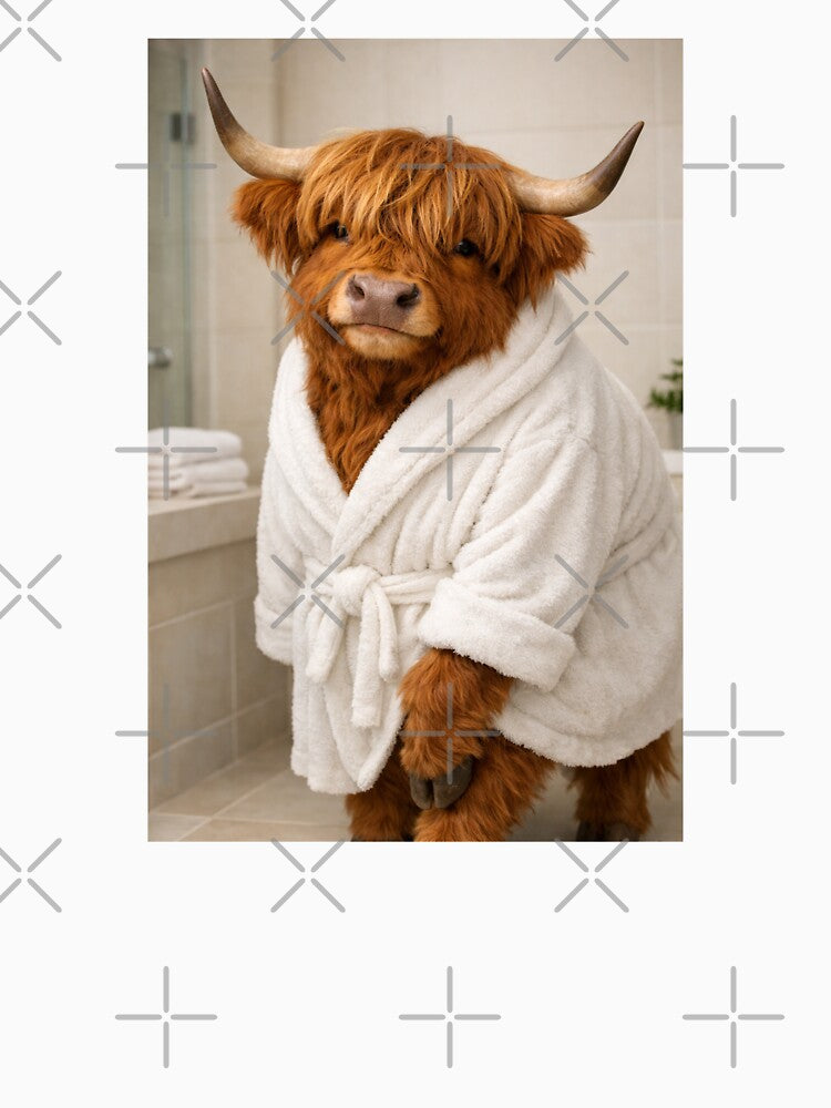 Cozy Bathrobe Highland Cow by Sillytoe