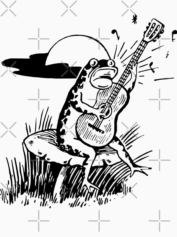 Frog Singing and Playing Guitar on a Mushroom by cloverkate