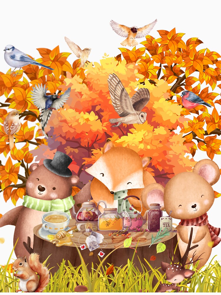 Woodland Animals Cozy Autumn Picnic by Cherry Peony