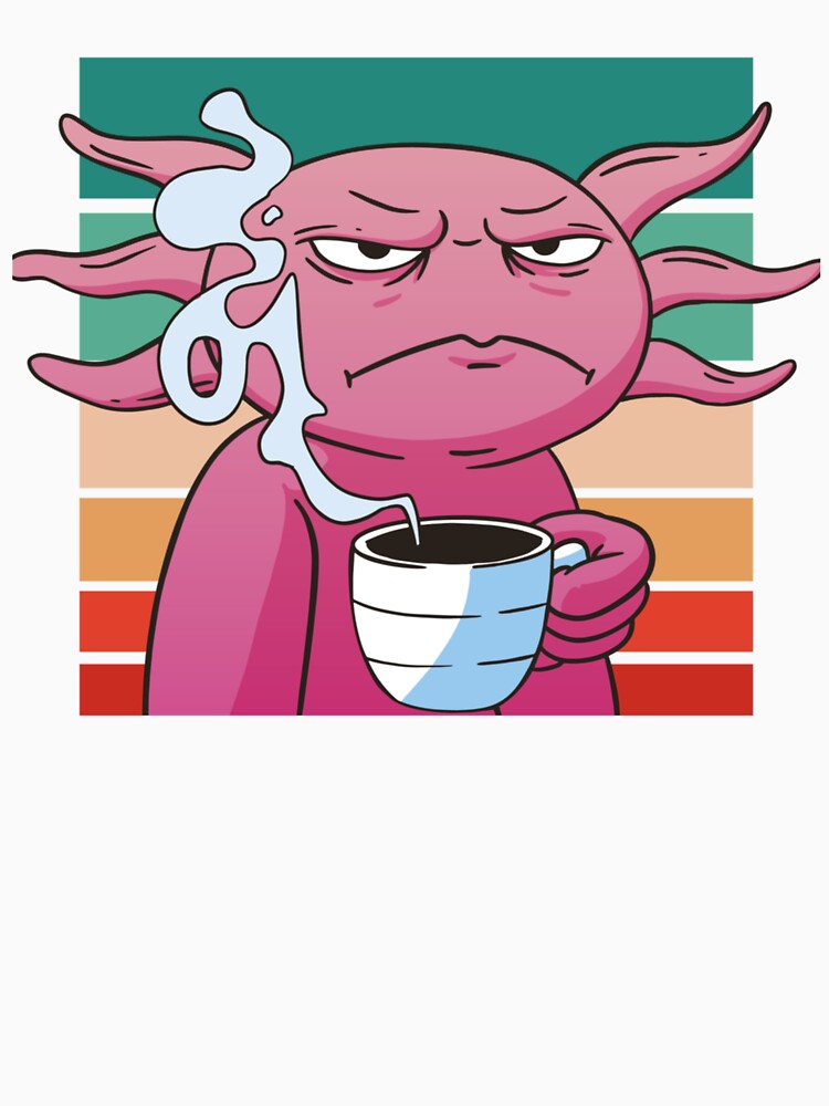 axolotl drinking coffee by Jaslyndizon