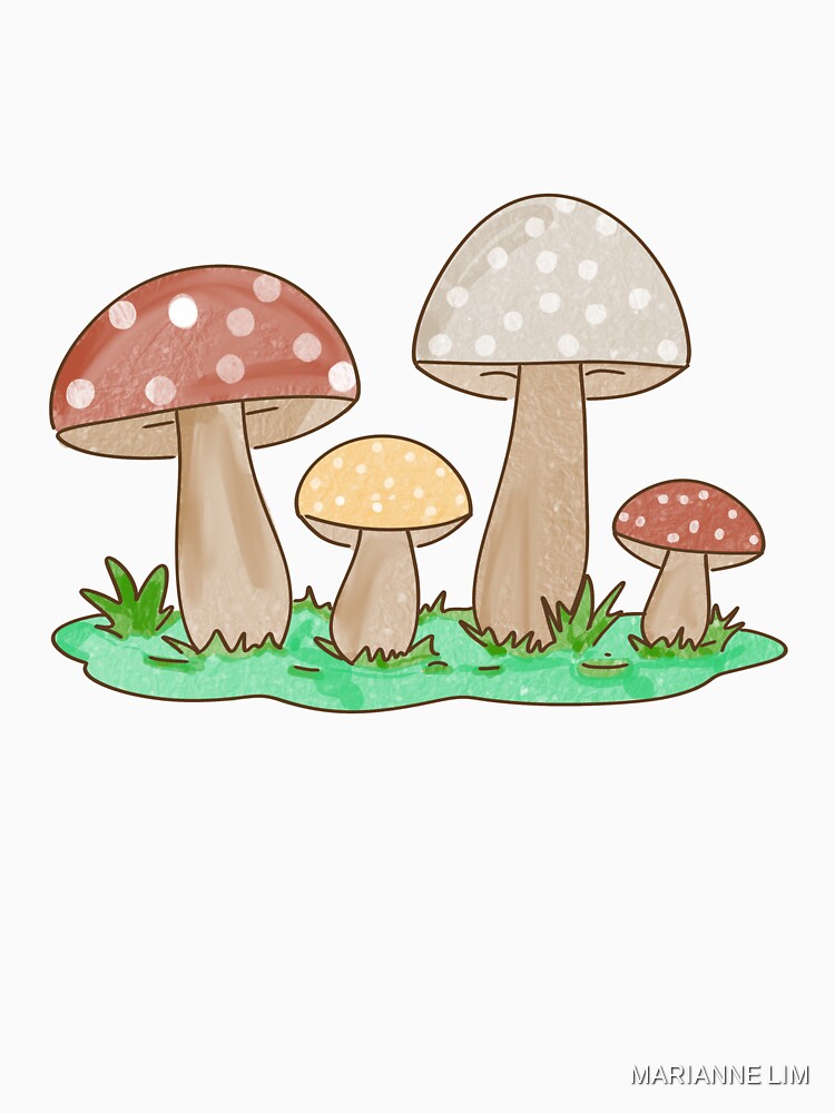 Rooted in Dirt: Mushroom and Leaf Doodle Pattern by MARIANNE LIM