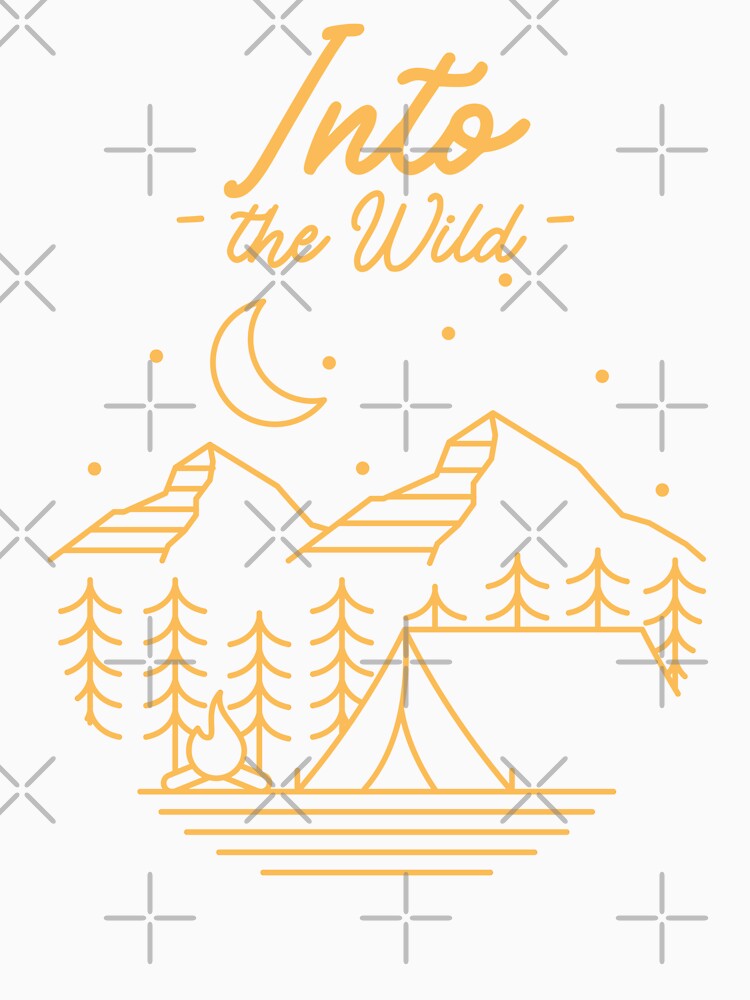 Minimalistic Into The Wild – Rustic Camping Hiking Adventure Typography Graphic Art by zenturtlemerch