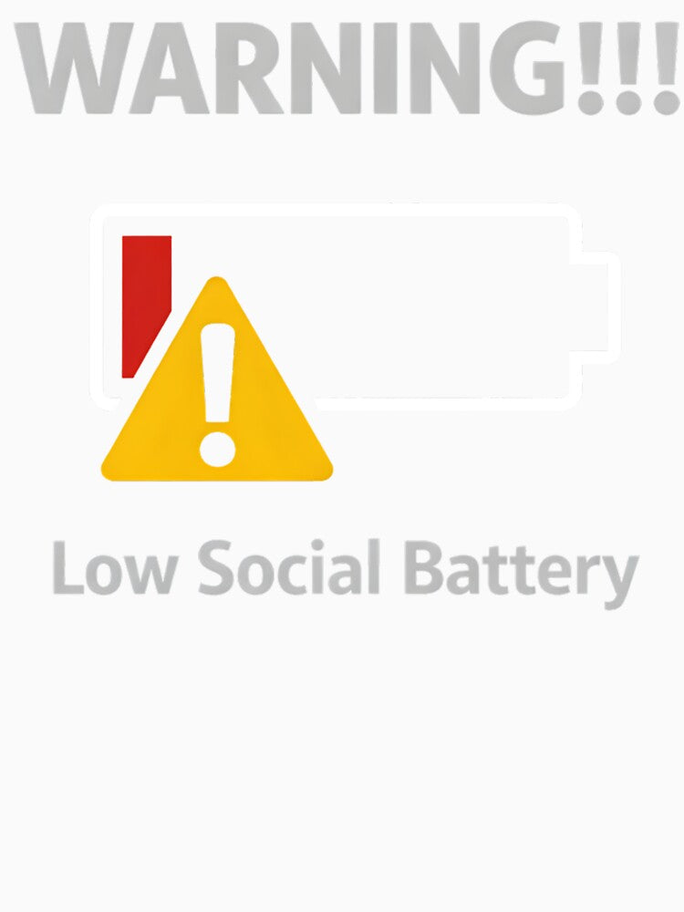 Warning Low Social Battery Introvert Socially Drained Funny Low Battery Humor Design Retro Vintage by Artbyrome