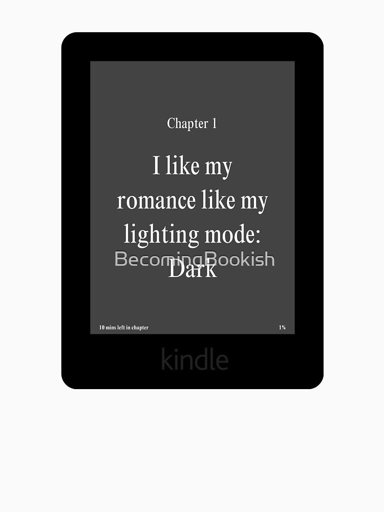 "I like my romance like my lighting mode: DARK" Kindle Ereader Sticker by BecomingBookish