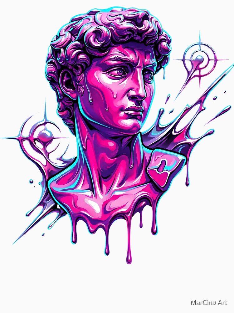 Vaporwave Melting Statue Acid Graphic Greek Bust 2026 by MarCinu Art