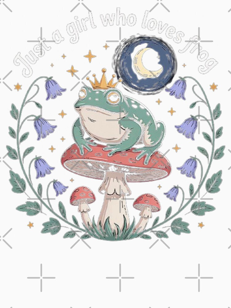 Cute Frog Lover Design - Just a Girl Who Loves Frogs with Mushroom and Moon Aesthetic by love3617