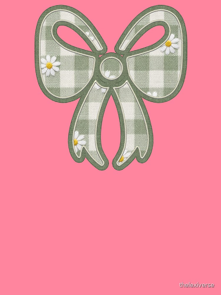 Sage Green Checkered Bow Patch - Coquette Gingham Applique by thelexiverse