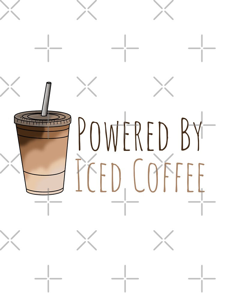 Powered By Iced Coffee Funny Caffeine Lover Gift Design by Avaaxa