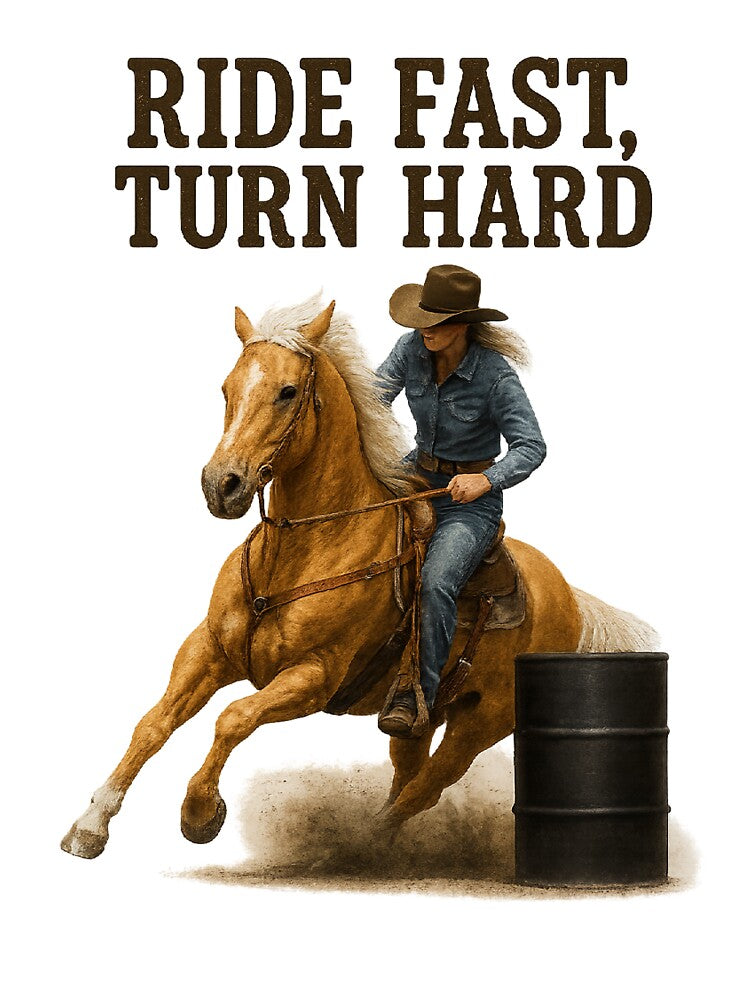 Ride Fast, Turn Hard – Cowgirl Barrel Racing Western Art by  QuarterHorseArt by Just my Studio