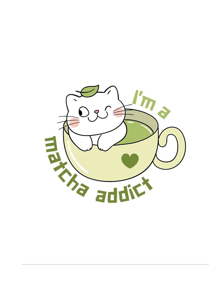 Cute Matcha Cat Addict Illustration by     Sela Art