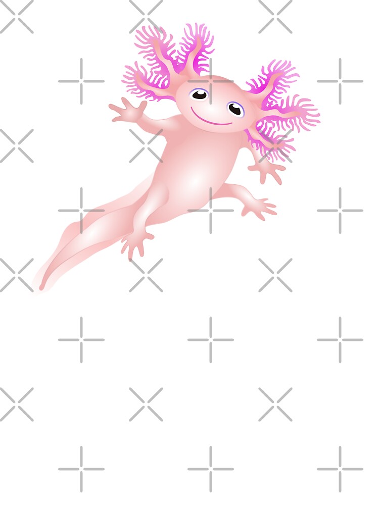 Pink Axolotl Floating And Waving by Adamo-illustration