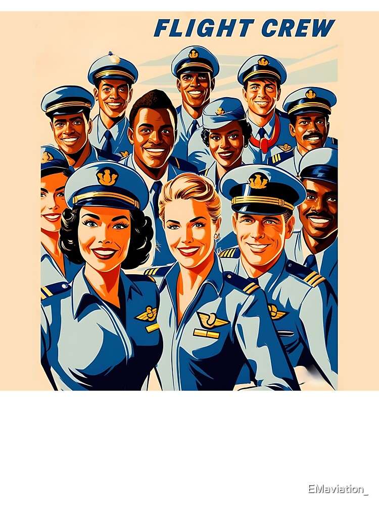 Vintage Flight Crew Poster - Retro Aviation Art by EMaviation_