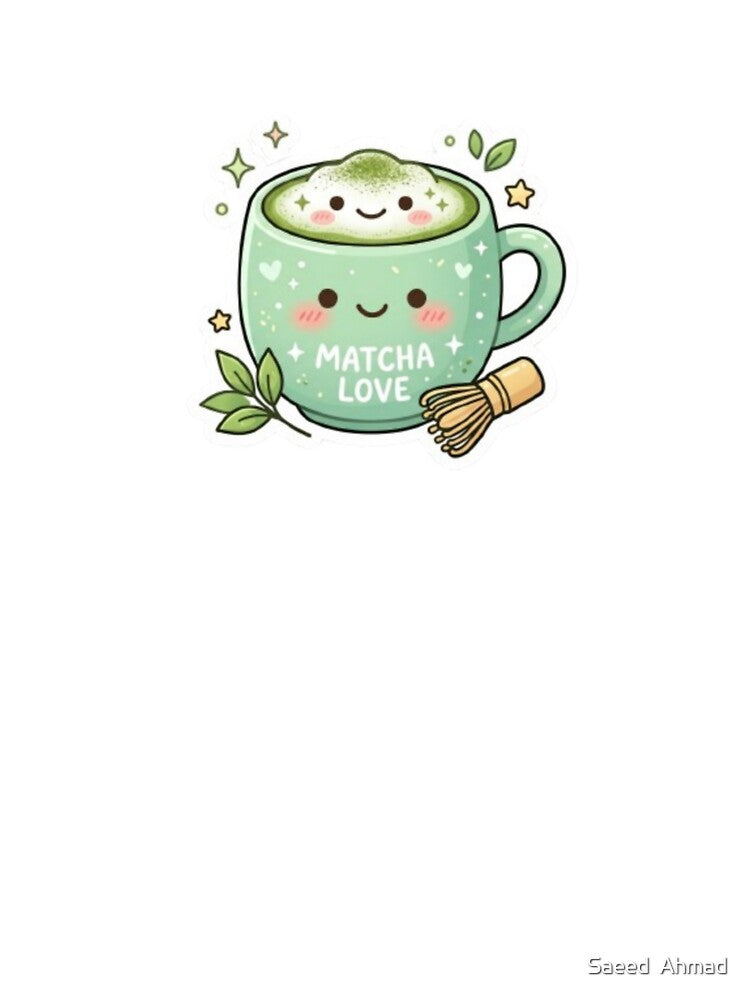 Cute Kawaii Matcha Latte Sticker - "Matcha Love" Green Tea Mug Art by Saeed  Ahmad