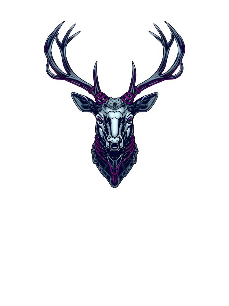 Intricate Cybernetic Stag Head Mechanical Art by 77Clover