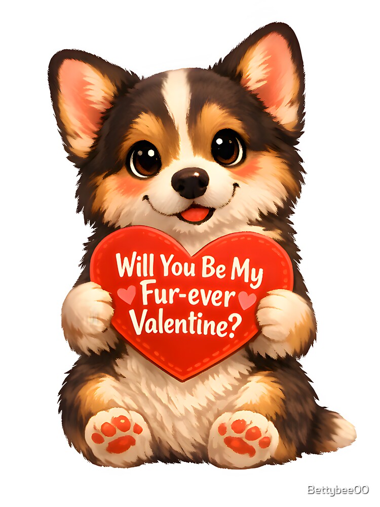 Will You Be My Fur-ever Valentine? Cute Dog Valentine Design by Bettybee00