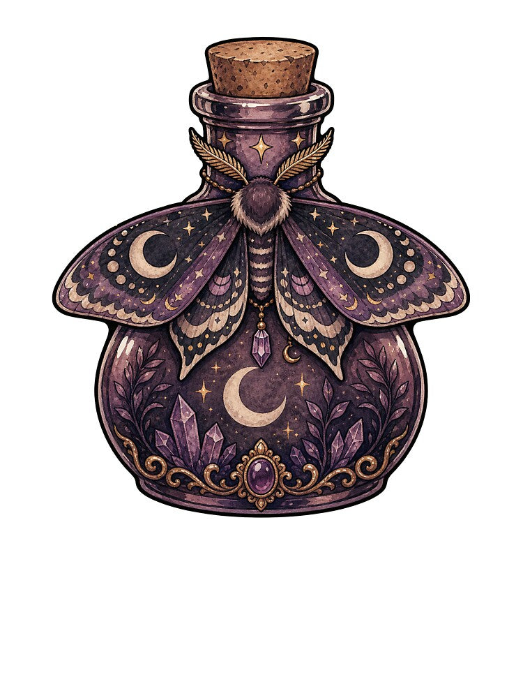 Moon Moth Resting on Potion Bottle by The-Art-of-D