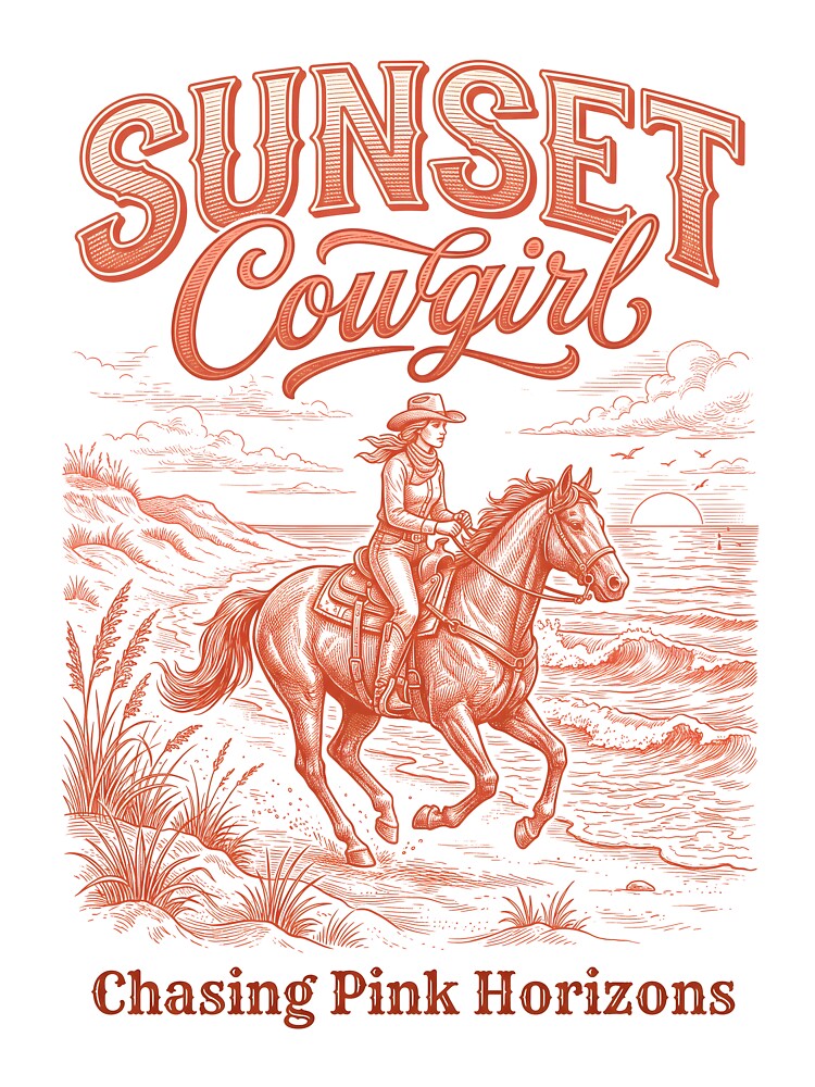 Sunset Cowgirl – Coastal Cowgirl Horse Design by Sea Gem