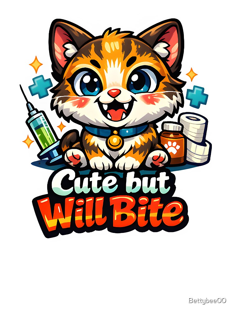 Cute but Will Bite – Funny Veterinary Clinic Humor Design by Bettybee00