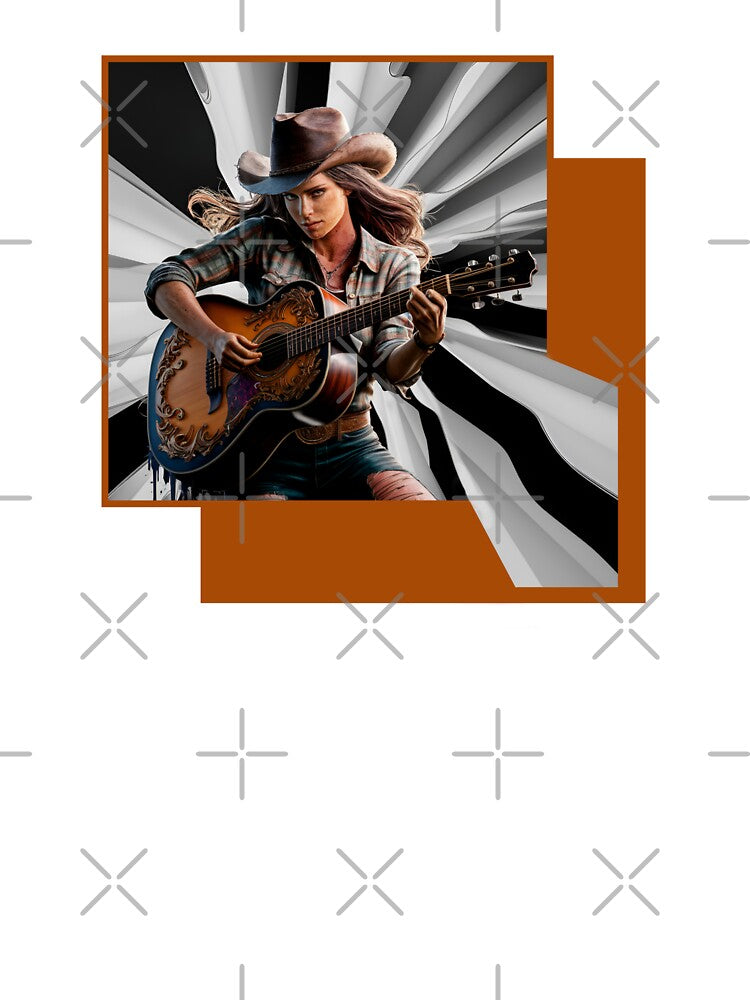 Cowgirl Playing Guitar - Color Illustration by Wilcox PhotoArt