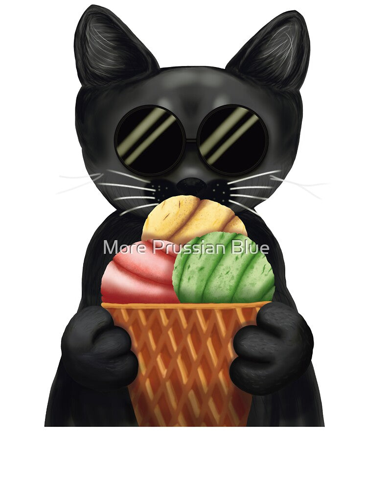 Whimsigoth Black Cat Ice Cream | Spooky Cute Café Aesthetic by More Prussian Blue