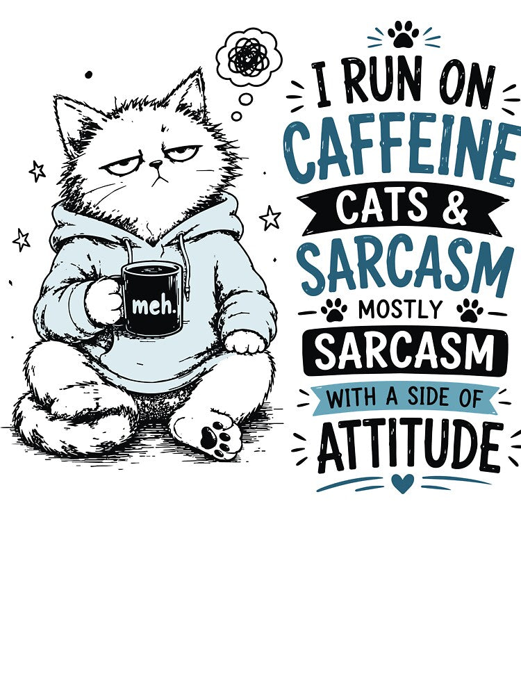 I Run On Caffeine Cats And Sarcasm Grumpy Cat Attitude by JIMBOEE