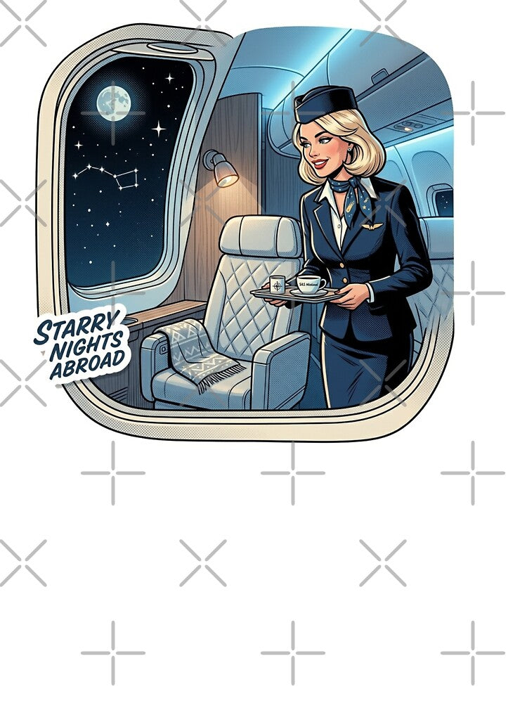 Scandinavian Stewardess Retro Airline Travel Aesthetic Minimal Flight Attendant Design by VectorJoy