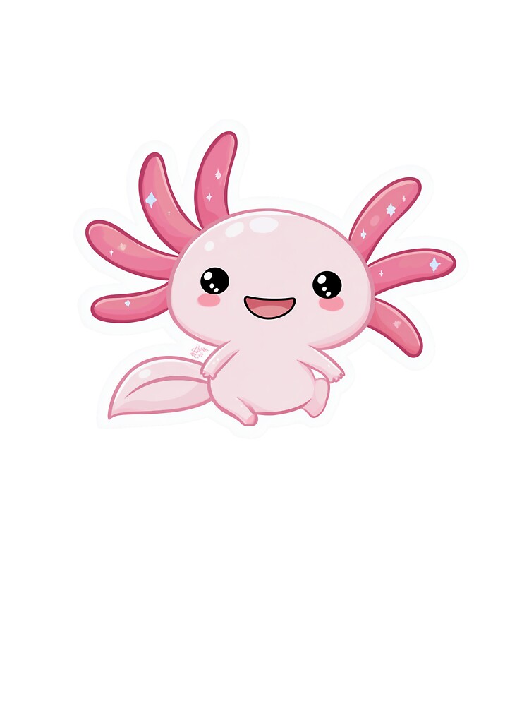 Cute Pink Axolotl Happy Kawaii Salamander by StickerMan17