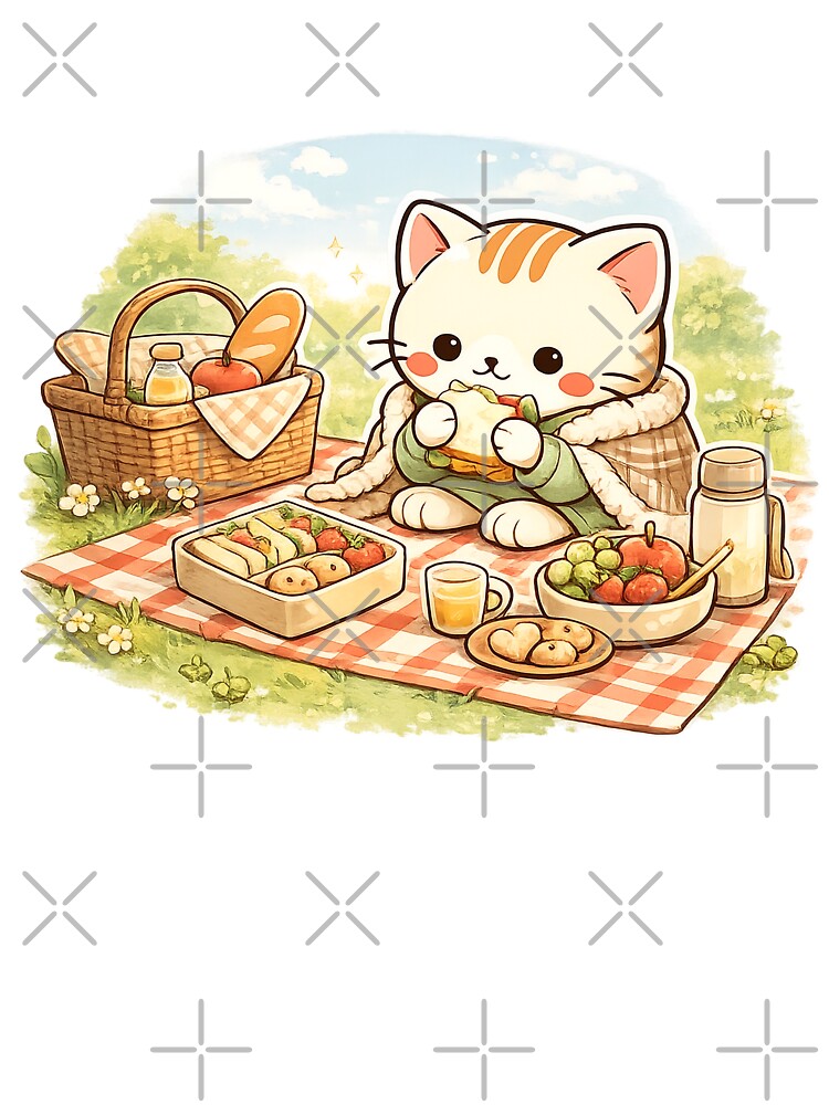 Mochi's Sunny Picnic | Cute Cat Picnic Sticker by Maystro-design