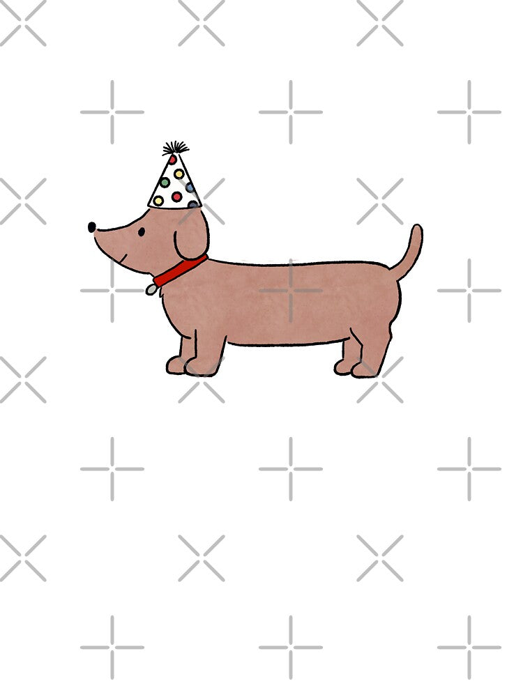 Copy of Cute Birthday Dachshund Dog with Party Hat by pinkstickstore