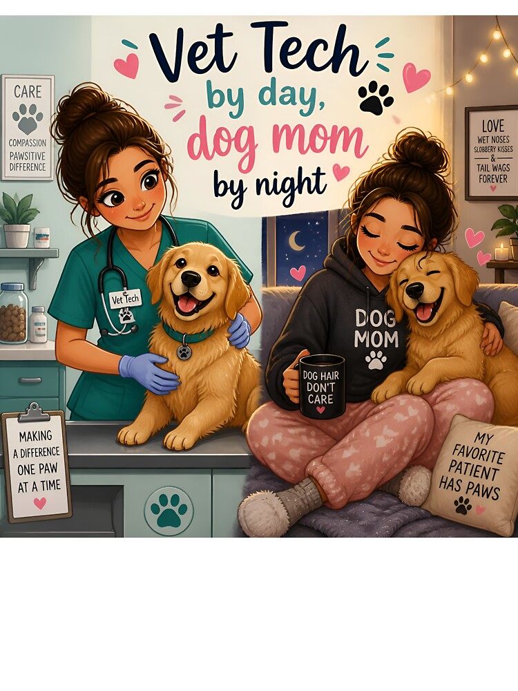 Vet Tech by Day Dog Mom by Night — Funny Vet Tech Dog Mom Gift Shirt by DoggyDayLove