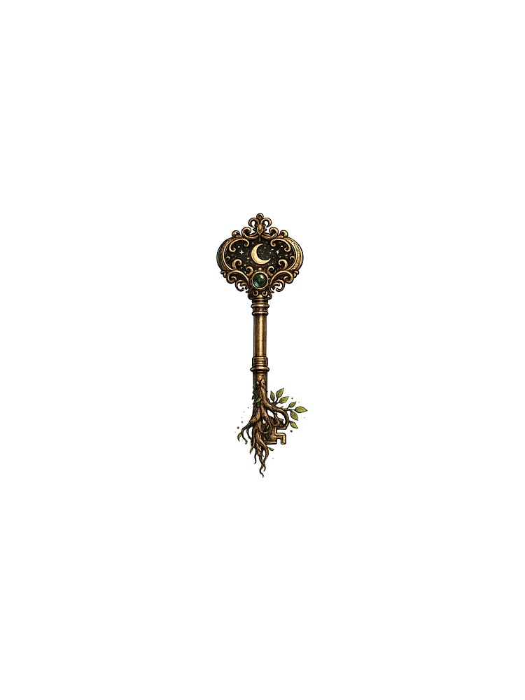 Vintage Celestial Magic Key - Retro Cottagecore Gothic Skeleton Key by NinaVibeStudio
