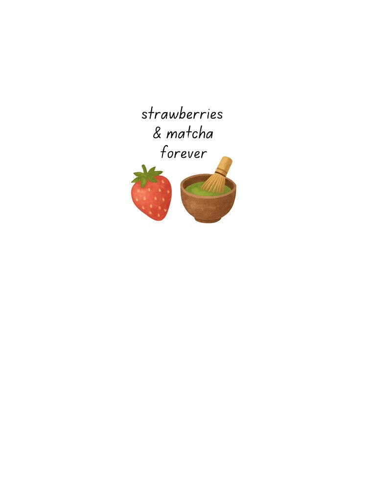 Strawberries & Matcha Forever | Cute Matcha Lover Watercolour Design by My Gluten Free Life UK
