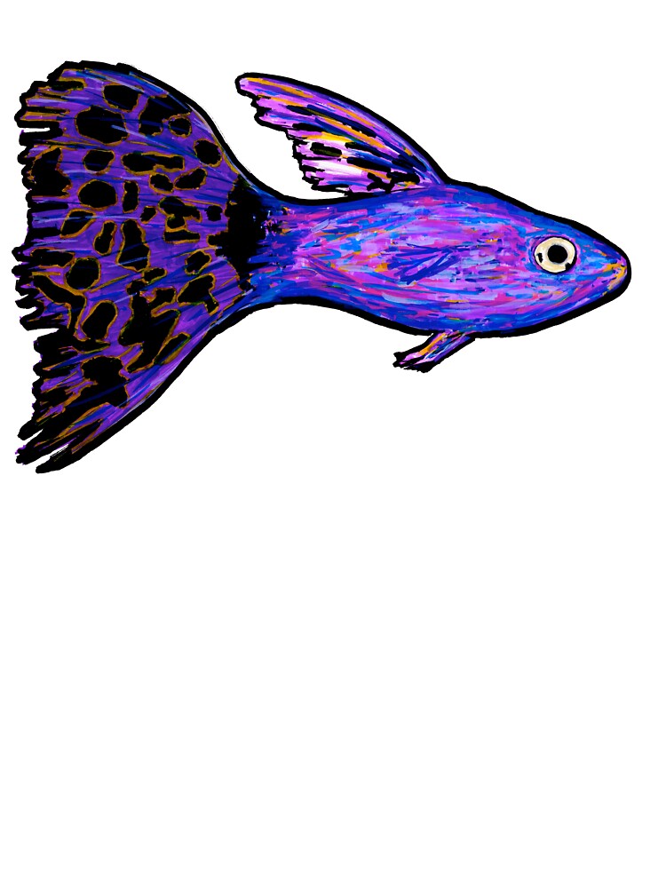 Rainbow Guppy: Vibrant Whimsical Fish Painting by LucilleErebus