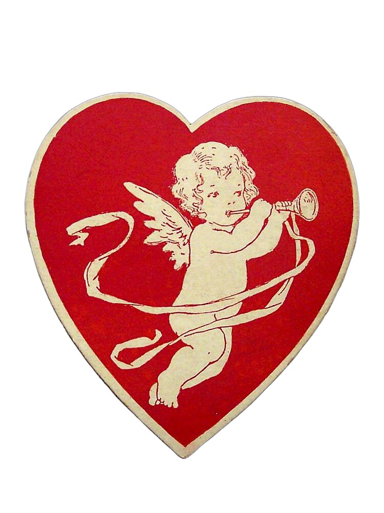 Vintage valentine's day cherub in heart by Pixiedrop