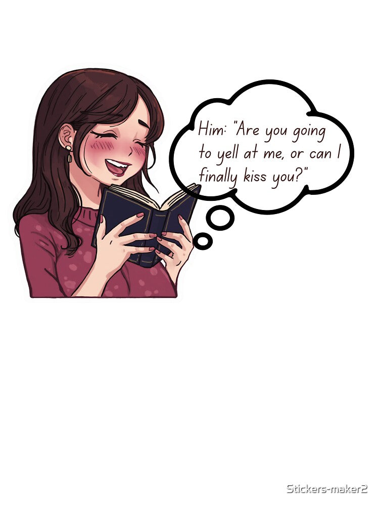 Blushing Romance Reader Cute Anime Girl by Stickers-maker2