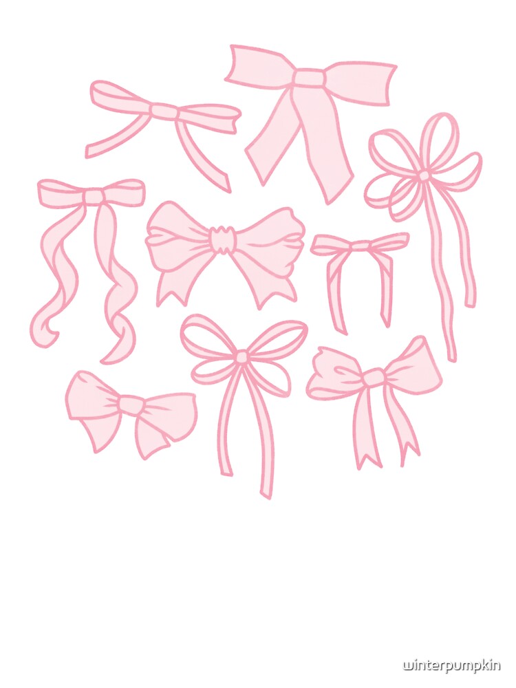 Circle of pretty pink bow illustrations by winterpumpkin