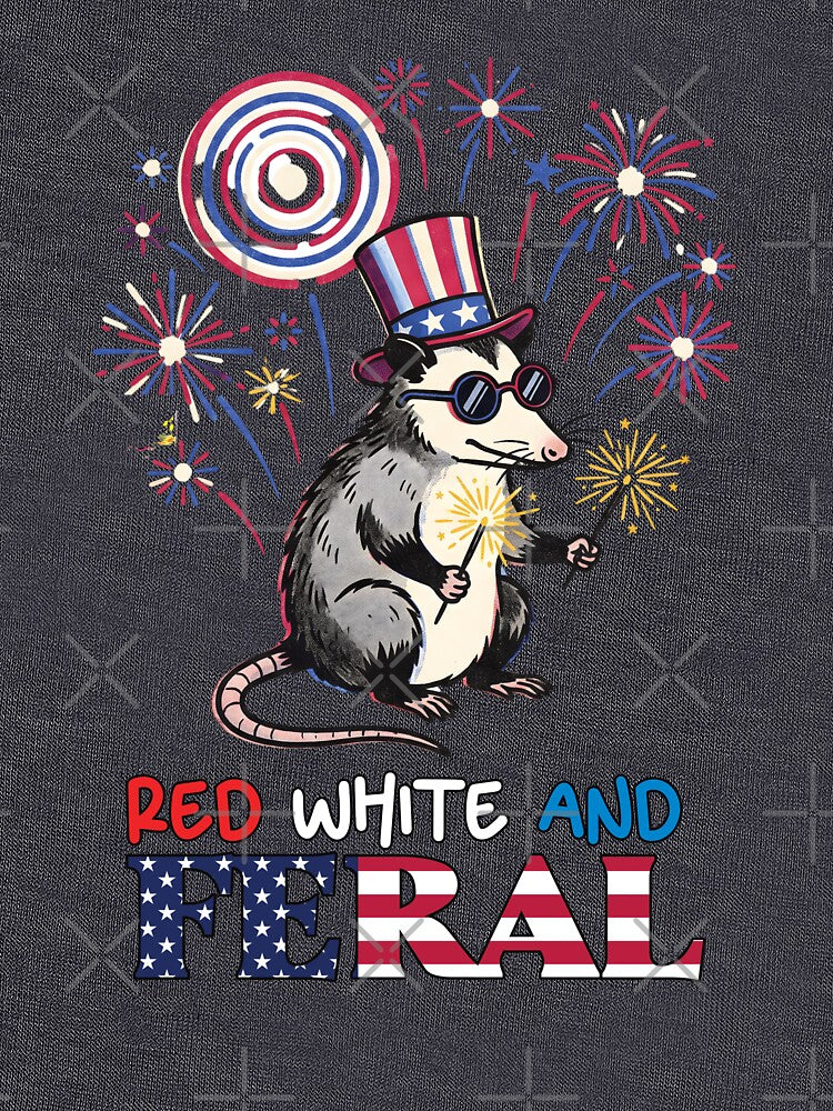 Red White and Feral | Funny 4th of July possum by Ink & Void Co.