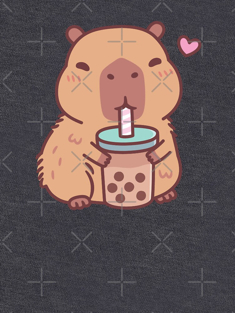 Cute Capybara Loves Drinking Bubble Tea by rustydoodle