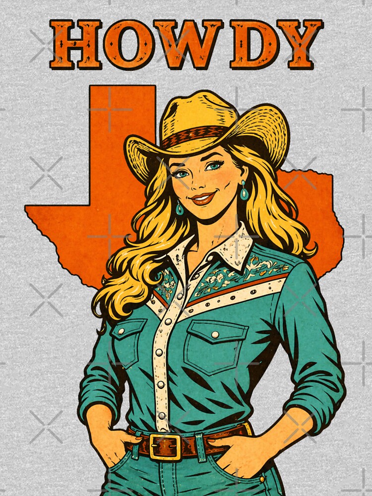 Howdy Texas Cowgirl Vintage Western Graphic by Crashed Outfitters