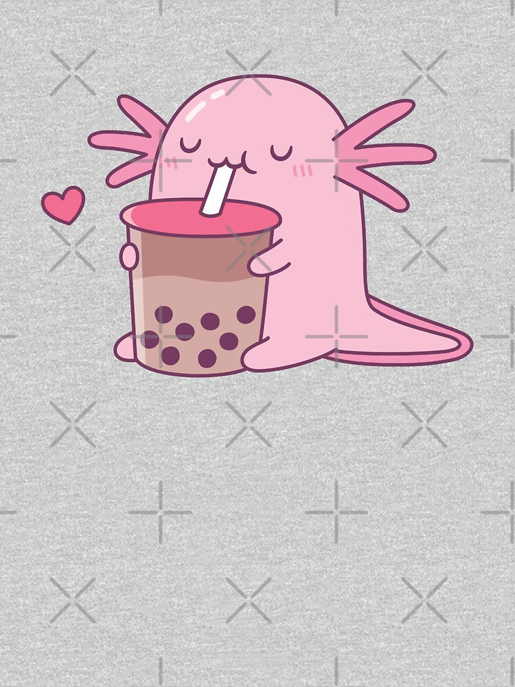 Chubby Axolotl Enjoys Bubble Tea by rustydoodle