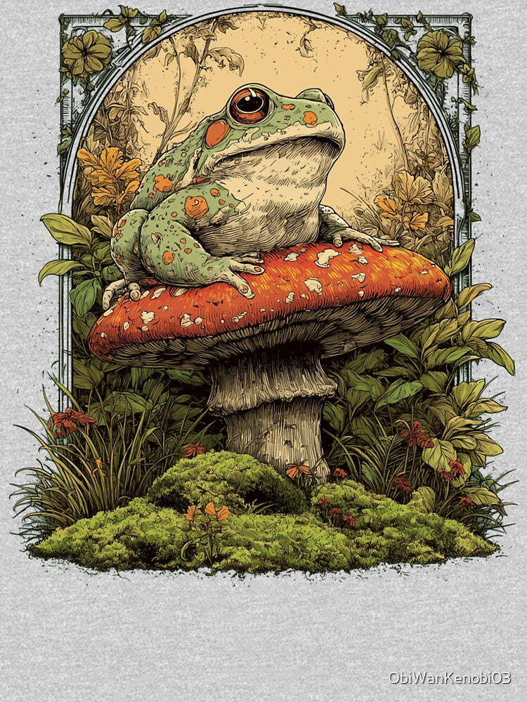 Retro Tarot Frog on a Mushroom by ObiWanKenobi03