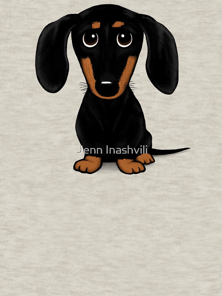 Cute Black and Tan Smooth Coated Dachshund Cartoon Dog by Jenn Inashvili