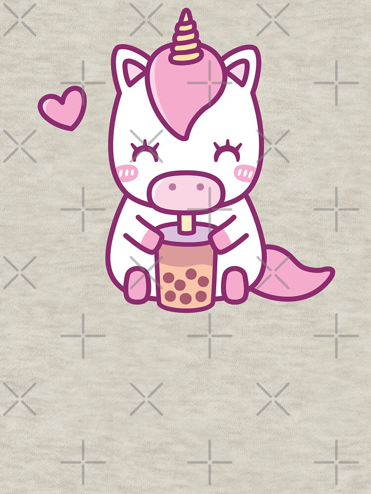 Cute Little Unicorn Loves Drinking Boba Tea by rustydoodle