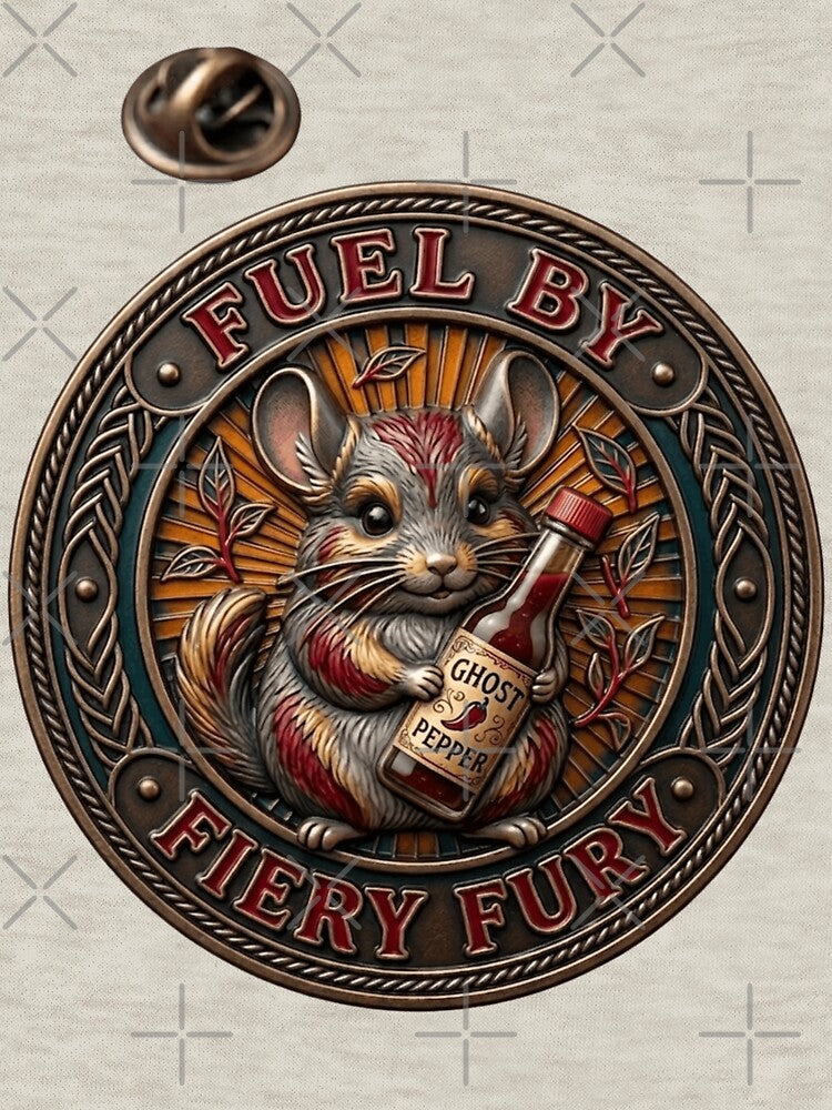 Fuel by Fiery Fury Mouse with Hot Sauce – Spicy Humor Animal Badge Design by MartBook