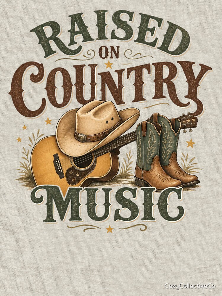 Raised On Country Music Tshirt by CozyCollectiveCo