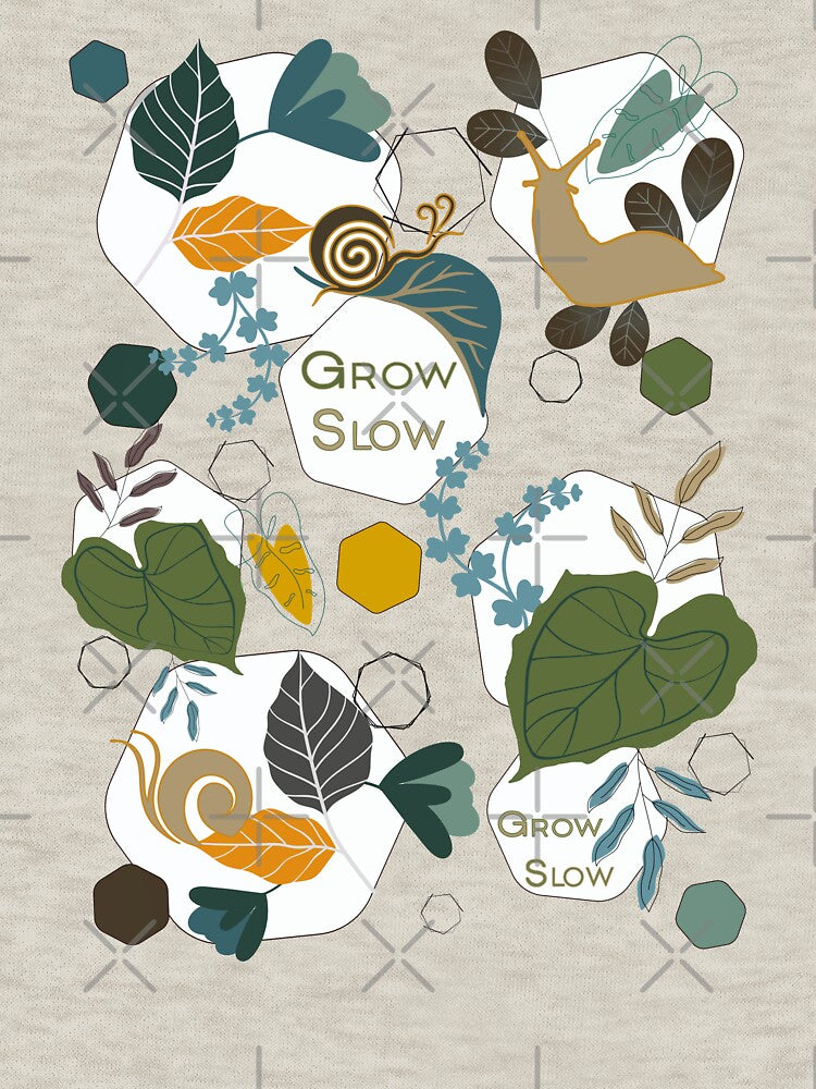 Grow Slow Botanical Snail Pattern Design by Vibria Pattern Studio