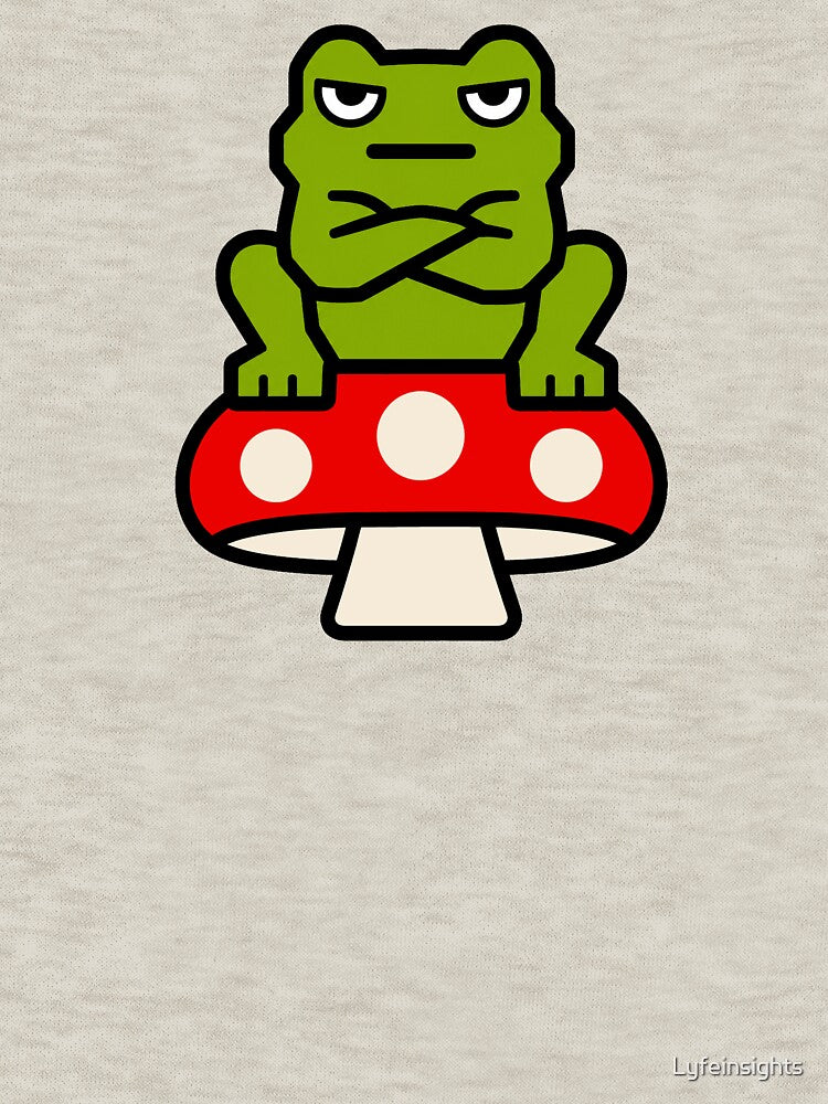 Grumpy Frog on Mushroom by Lyfeinsights