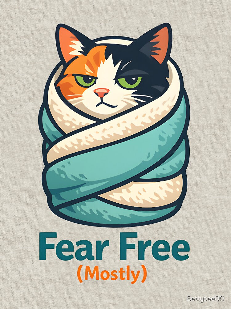 Fear Free Mostly – Veterinary Cat Humor Illustration by Bettybee00