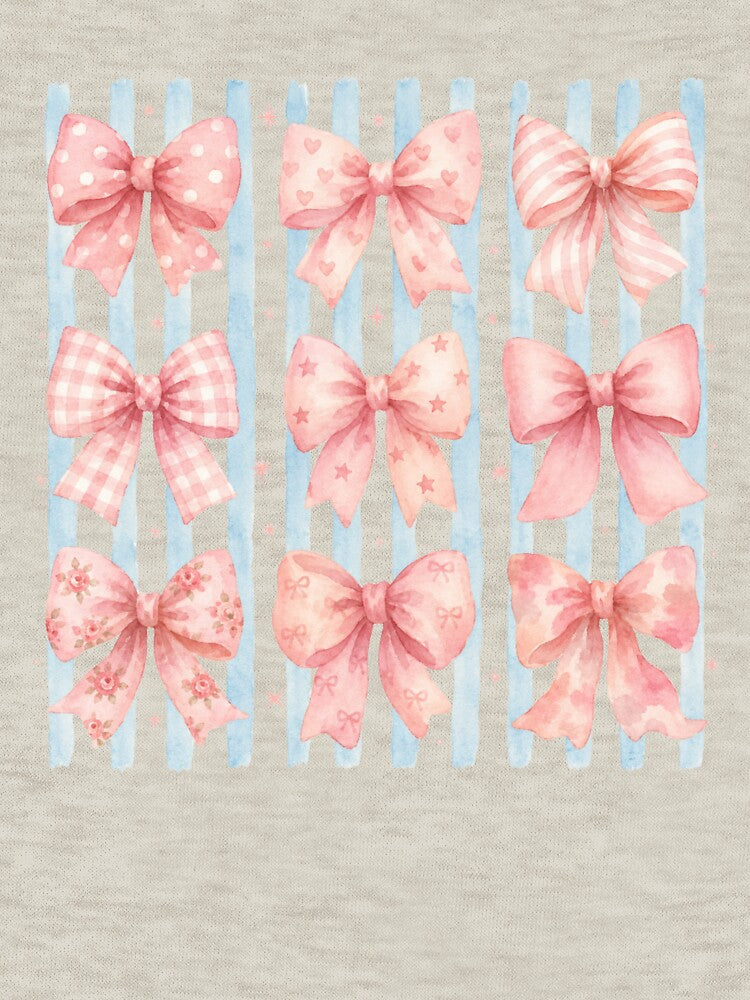Watercolor Pink Bow Collection Blue Stripe Coquette by bosamji