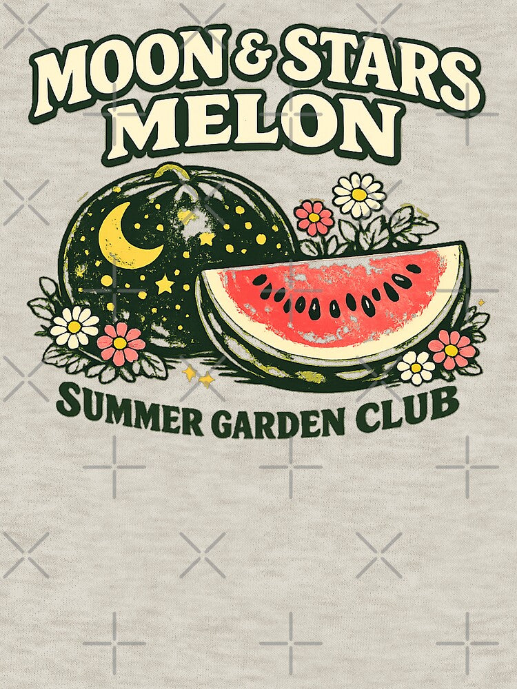 Moon And Stars Melon Summer Garden Club by Concrete Coffee Studio